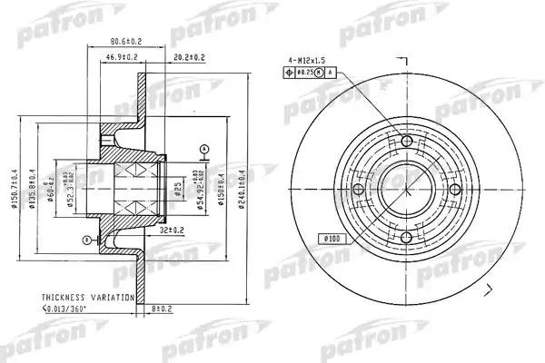 Диск тормозной задн c подшипником и кольцом ABS (1 шт) RENAULT: MeganeModusClio  PBD7015 PATRON