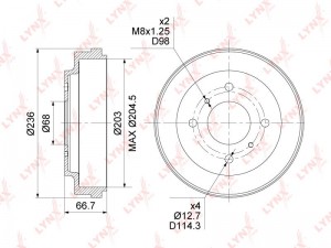 барабан тормозной!\ Nissan Almera N16/Almera Classic 1.5 00> BM-1115 LYNXAUTO