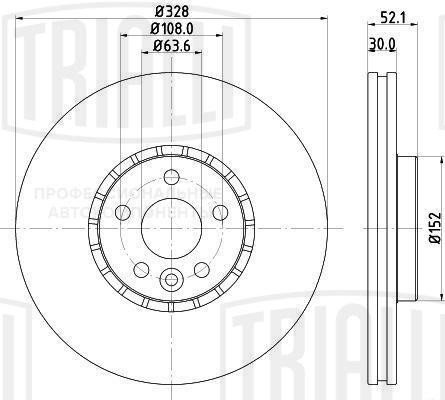 Диск торм. Volvo XC60 (08-) перед. d=328 (DF 106115)  2шт DF 106115 TRIALLI