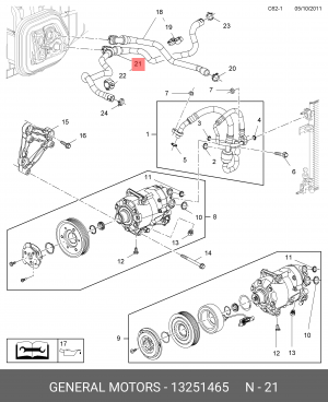 Патрубок OPEL Astra J (-10) отопителя OE 13251465 GENERAL MOTORS