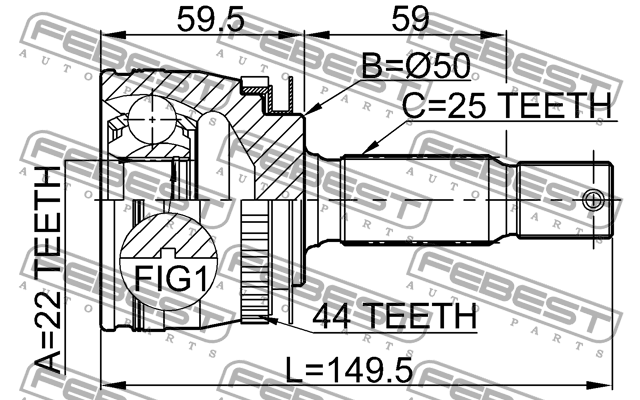 ШРУС 2210-CER16A44 2210-CER16A44 FEBEST