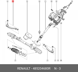 наконечник рулевой правый!\ Renault Megane 08> 48 52 046 80R RENAULT