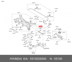 Рычаг подвески HYUNDAI ix35 (10-) (2WD) задней поперечный левый/правый (1шт.) OE 55100 2S000 HYUNDAI KIA