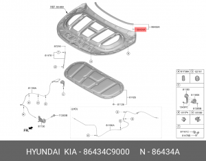 клипса уплотнителя капота!\ KIA 86434C9000 HYUNDAI
