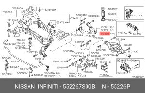 болт с эксцентриком! регулиров.\ Nissan Armada/Navara/Pathfinder, Infiniti QX56  55226-7S00B NISSAN