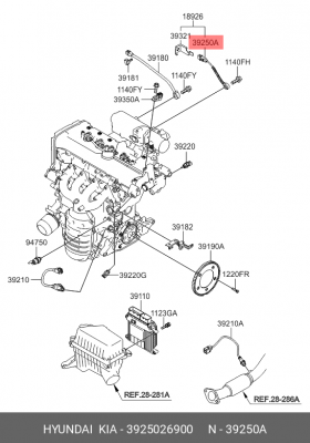 Датчик детонации KIA Rio (06-) OE 3925026900 HYUNDAI KIA