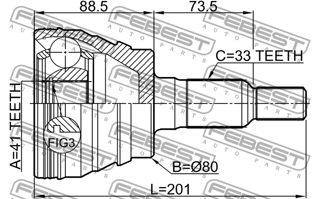 Шрус наружный 41x80x33 3210-ESCII FEBEST