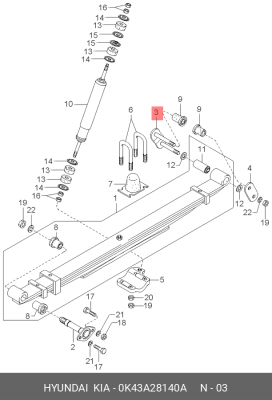 Серьга HYUNDAI HD35 (17-) рессоры задней OE 0K43A28140A HYUNDAI KIA