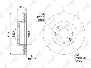 Диск тормозной передний (241x19) BN-1053 LYNXAUTO