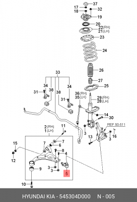 Опора шаровая KIA Carnival (06-) нижняя левая/правая OE 54530-4D000 HYUNDAI KIA