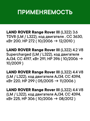 Фильтр воздушный LAND ROVER Range Rover 3 (04-) RAF FILTER AF040 RAF FILTER
