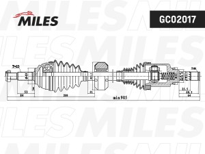Привод в сборе правый LADA X-RAY 15- (дв.21129/КПП Renault JR5) GC02017 GC02017 MILES