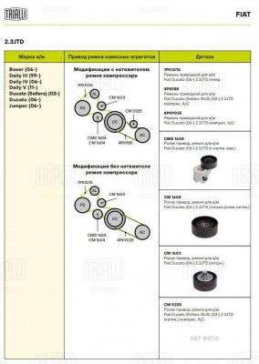 Ролик привод. ремня Fiat Ducato (06-) 2.3 (CM1603) CM 1603 TRIALLI