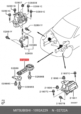 Подушка двигателя 1092A229 1092A229 MITSUBISHI