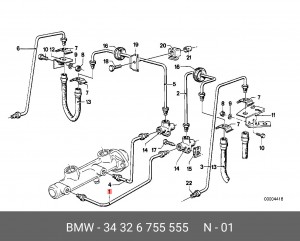 трубопровод тормозной !M10/M10-260mm \ BMW 1500-2000CS,2.5CS-3.0CSL, 2500-3.3Li, 34 32 6 755 555 BMW