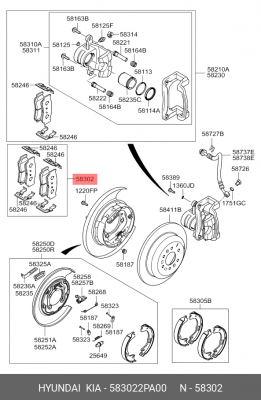 Колодки тормозные KIA Sorento задние (4шт.) OE 583022PA00 HYUNDAI KIA