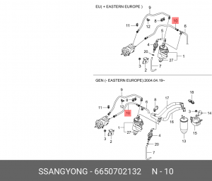 Трубка топливная SSANGYONG Rexton (03-) (D27) OE 6650702132 SSANG YONG