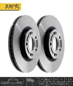 диск тормозной передний! Hyundai ix35/Sonata/Tucson, KIA Sportage 2.0-3.3 04> Z05957 ZENTPARTS