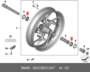 36318531207 Радиальный шарикоподшипник !25x47 \BMW K21 (R nineT), K22 nineT Pure 36 31 8 531 207 BMW
