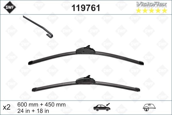 щетки плоск. к-т\ 600/24'+450/18' Citroen C3 02>, Renault Megane 02> 119761 SWF