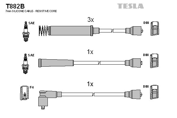 к-кт проводов!\ Opel Kadett 1.8/2.0 87-93/Vectra 2.0 88> T882B TESLA