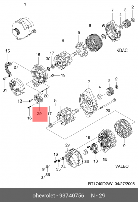 РЕГУЛЯТОР НАПРЯЖЕНИЯ ГЕНЕРАТОРА DAEWOO 93740756 93740756 DAEWOO
