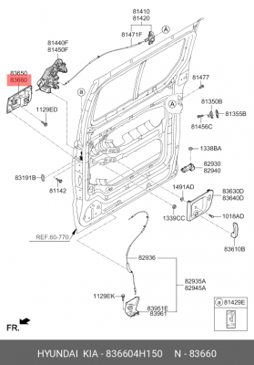 Ручка HYUNDAI Starex H-1 (07-) двери задней правой наружная OE 836604H150 HYUNDAI KIA