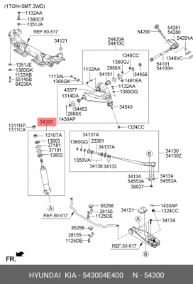 Амортизатор KIA Bongo 3 (06-) (4WD) передний газовый OE 543004E400 HYUNDAI KIA