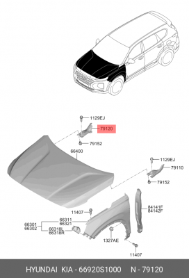 Петля HYUNDAI Santa Fe (18-) капота правая OE 66920S1000 HYUNDAI KIA