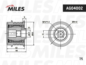 Муфта свободного хода генератора TOYOTA CAMRY 2.4 01-/RAV 4 2.0 06- AG04002 AG04002 MILES