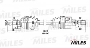 Привод в сборе левый FORD FOCUS 1.8-2.0 98-04 (GKN 304234) GC01053 GC01053 MILES