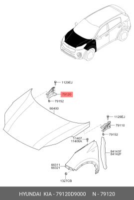 Петля KIA Sportage (16-) капота правая OE 79120D9000 HYUNDAI KIA