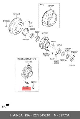Шпилька колеса HYUNDAI HD65,72,78,County заднего правая OE 5277545210 HYUNDAI KIA
