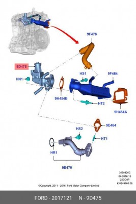 Клапан FORD Transit (06-) CITROEN Jumper (06-) рециркуляции картерных газов (EGR 2017121 FORD