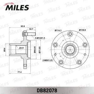Ступица колеса передняя MAZDA CX-7/MPV 06- DB82078 DB82078 MILES