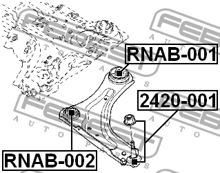 Сайлентблок рычага задний RENAULT LAGUNA III 2007- RNAB-001 RNAB-001 FEBEST