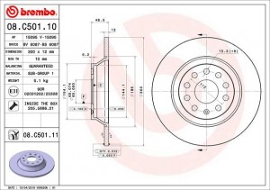 Диск тормозной задний SKODA KODIAQ, VW TIGUAN (AD1) 08.C501.11 08.C501.11 BREMBO