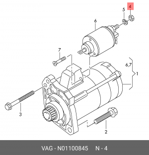 Гайка VW AUDI шестигранная OE N 011 008 45 VAG