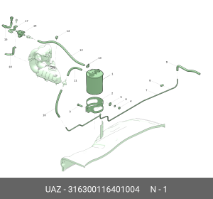 Адсорбер УАЗ-3163 ЕВРО-3 (ОАО УАЗ) 316300116401004 UAZ UAZ