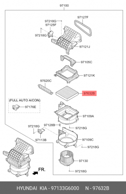 Фильтр воздушный салона KIA Picanto (17-) OE 97133G6000 HYUNDAI KIA