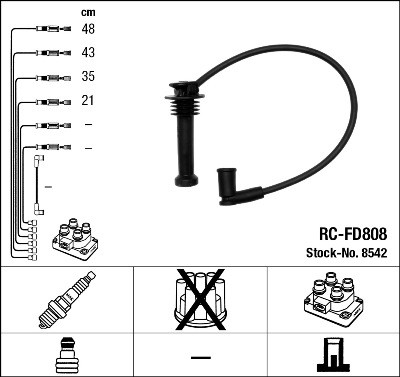 RC-FD 808 к-кт проводов!\ Ford Focus 1.8/2.0 98>/Mondeo 1.8/2.0 98-00 RCFD808 NGK