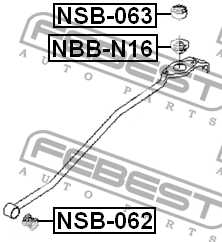 Втулка кулисы NISSAN ALMERA N16E 2001.04-2005.08 NSB-062 NSB-062 FEBEST