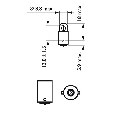 Лампа 12V 2W BA9s PHILIPS 12913CP PHILIPS