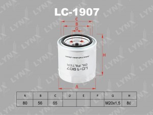 Фильтр масляный HYUNDAI i30(GD) 1.4-1.6 11 / i40 1.6-2.0 12 / ix20 1.4-1.6 10 /  LC-1907 LYNXAUTO