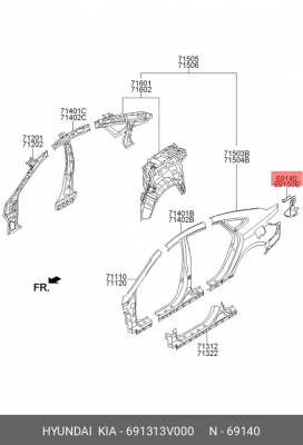691313V000 ПАНЕЛЬ КУЗОВА 691313V000 MOBIS