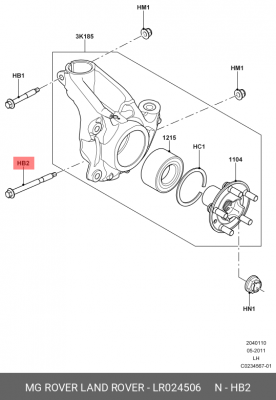 болт поворотного кулака! М12x130 LV\ Land Rover Evoque 11> LR024506 LAND ROVER