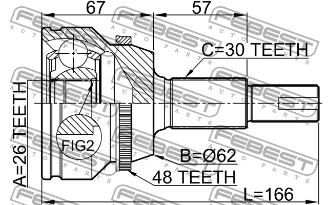 ШРУС внешний TOYOTA CAMRY ACV40/GSV40 2006-2011 0110-GSV40A48 0110-GSV40A48 FEBEST