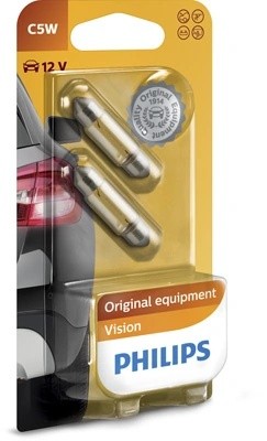 Лампа 12V C5W SV8.5-8 блистер (2шт.) PHILIPS 12844B2 PHILIPS