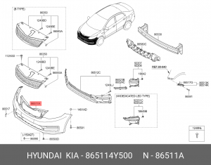 KIA RIO (2014-2017) ПОД ПОКРАСКУ 865114Y500 HYUNDAI KIA