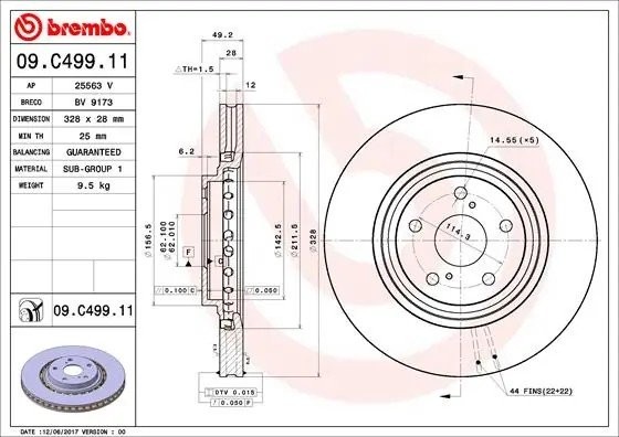 Диск тормозной 09.C499.11 09.C499.11 BREMBO